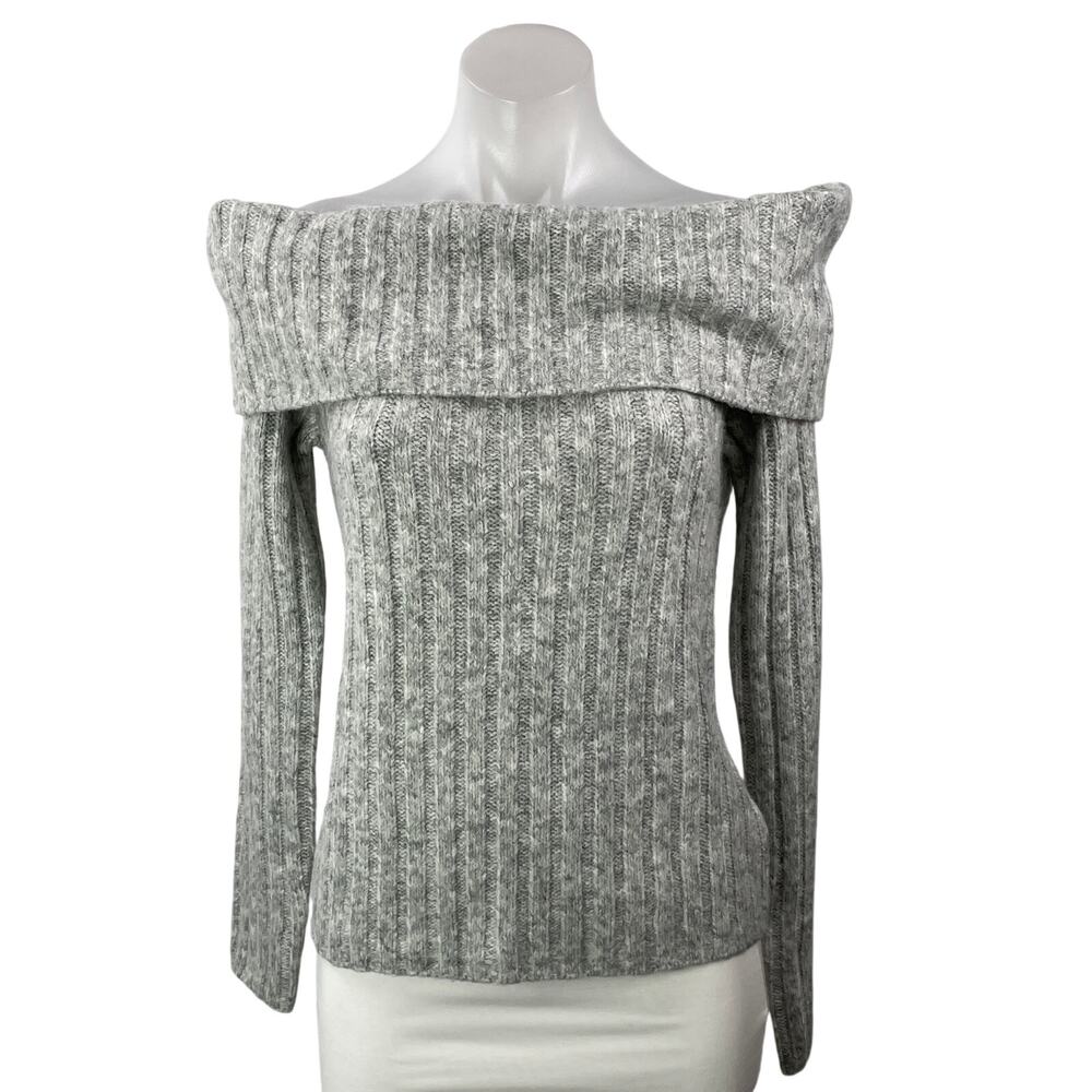 Abercrombie & Fitch Women's Gray Off The Shoulder Long Sleeve Sweater Top Size L